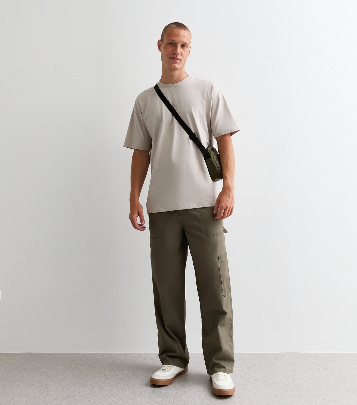 Men's Khaki Relaxed Cotton Carpenter Trousers New Look