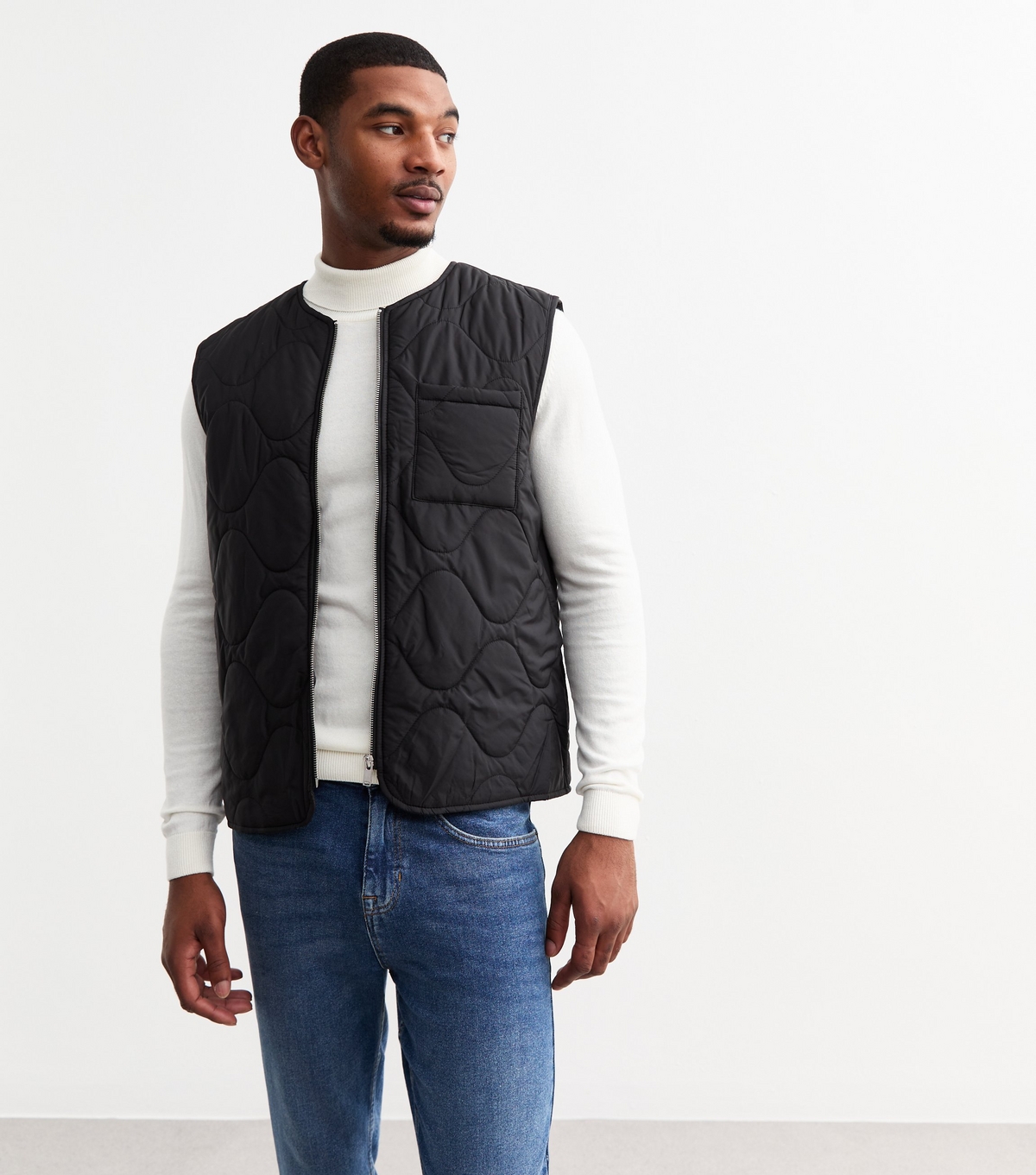 Men's Black Regular Quilted Gilet New Look