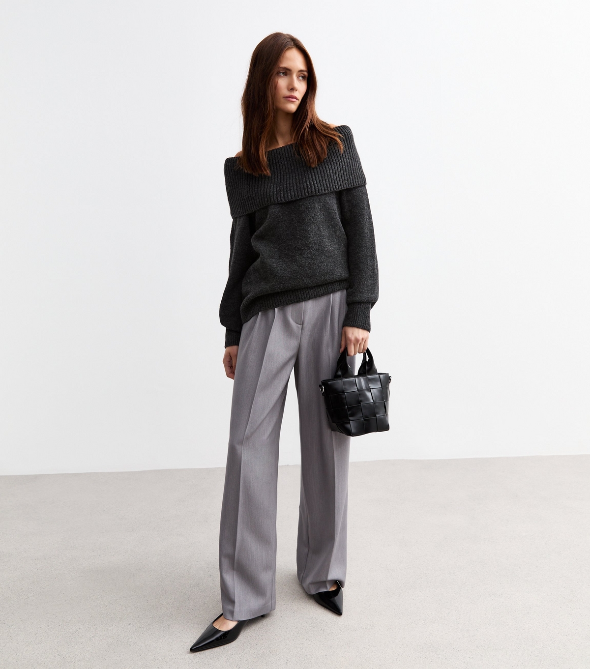 Women's Grey Wide Leg Trousers New Look