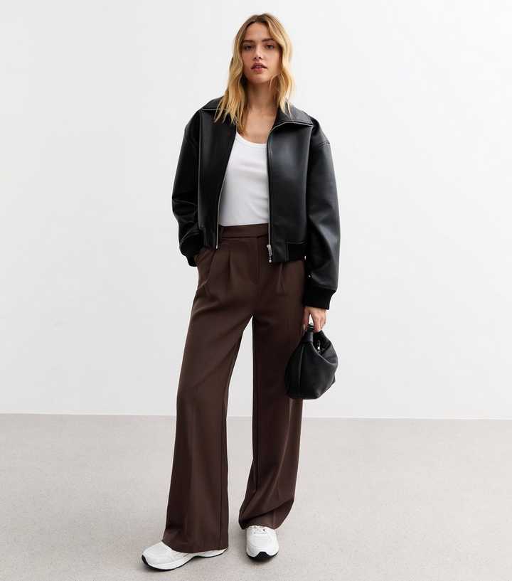 Dark Brown Wide Leg Trousers 