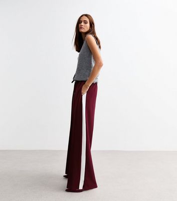 Brushed Cotton Jersey Mid-Rise Relaxed Joggers in Burgundy main image 0