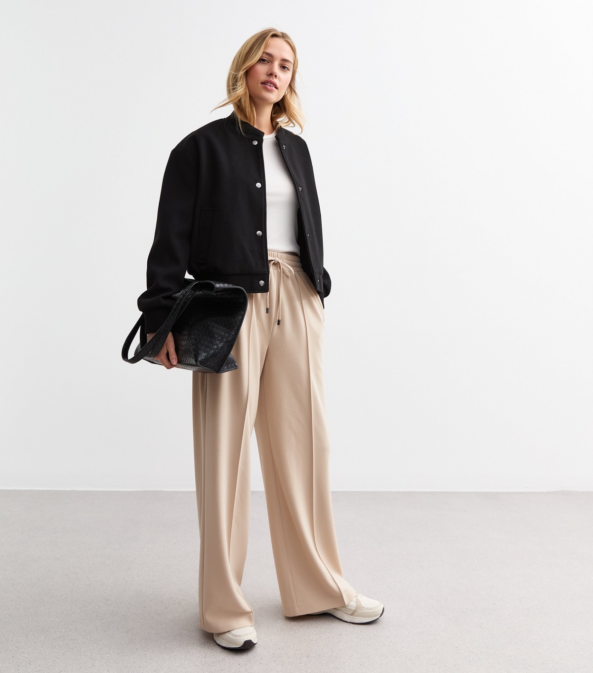 Women's Stone Textured Wide Leg Tailored Joggers New Look