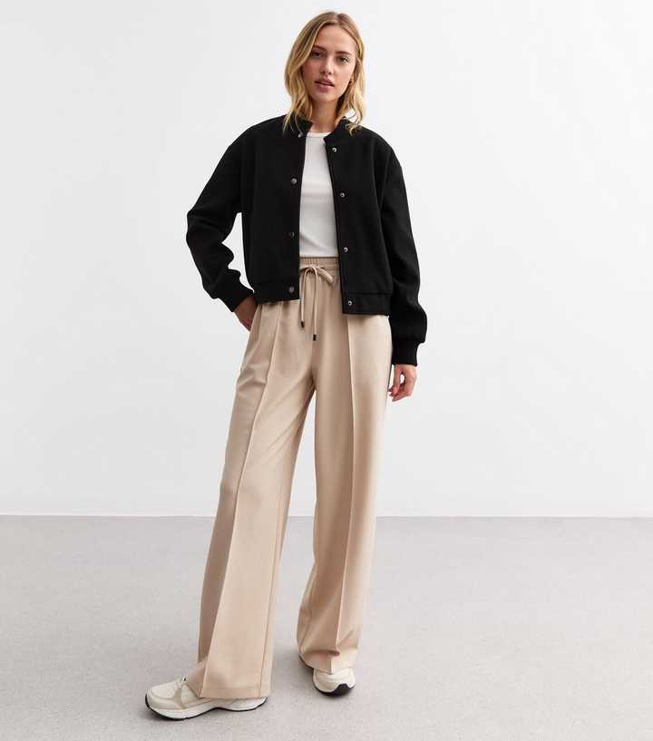 Stone Textured Wide Leg Tailored Joggers