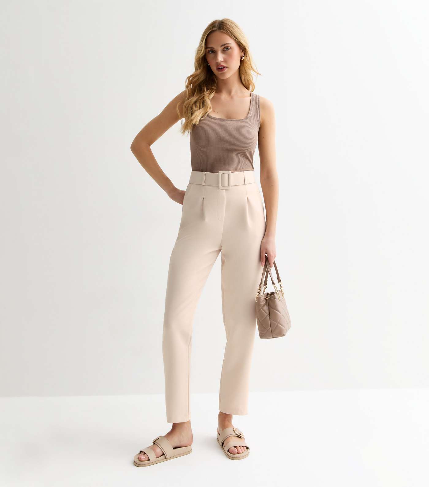 Gini London Cream Tapered Trousers Image 2