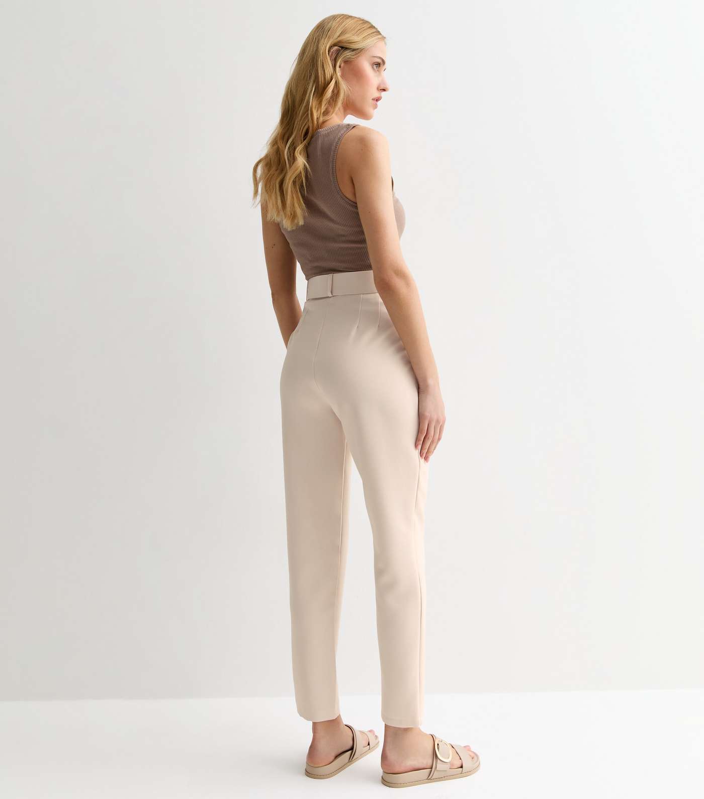 Gini London Cream Tapered Trousers Image 4