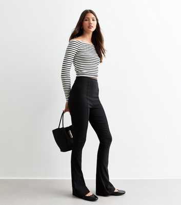 Black Pintuck Bootcut Tailored Trousers