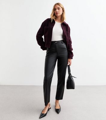 Black Faux Leather Trousers New Look