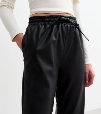 Black Leather Look Tailored Joggers