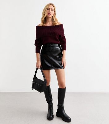 Black Patent Faux Leather Mini Skirt