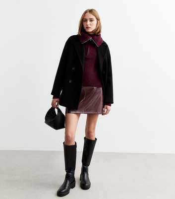 Burgundy Patent Faux Leather Mini Skirt