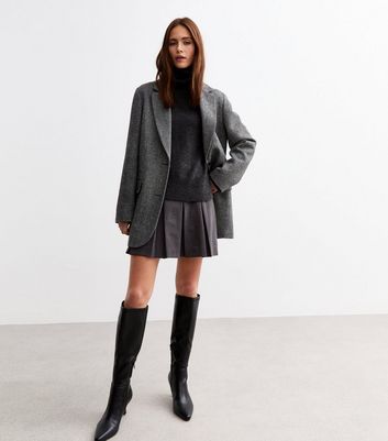 Grey Box Pleat Micro Mini Skirt New Look