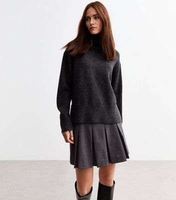 Grey Box Pleat Micro Mini Skirt New Look