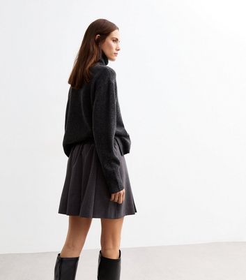 Grey Box Pleat Micro Mini Skirt New Look