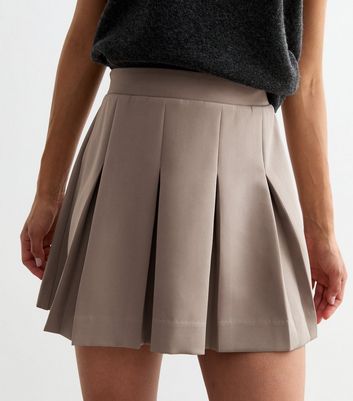 Light Brown Box Pleat Micro Mini Skirt New Look