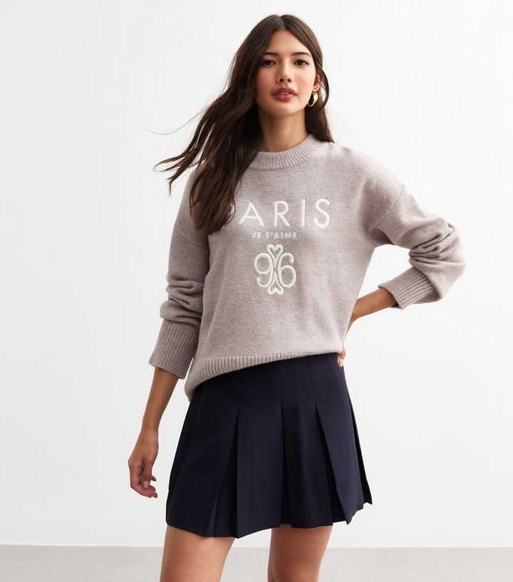 Navy Box Pleat Micro Mini Skirt 