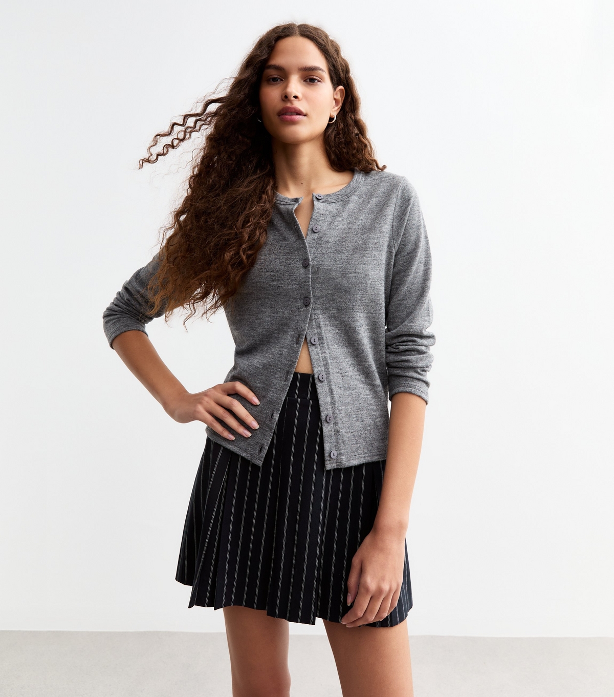 Women's Blue Pinstripe Box Pleat Micro Mini Skirt New Look