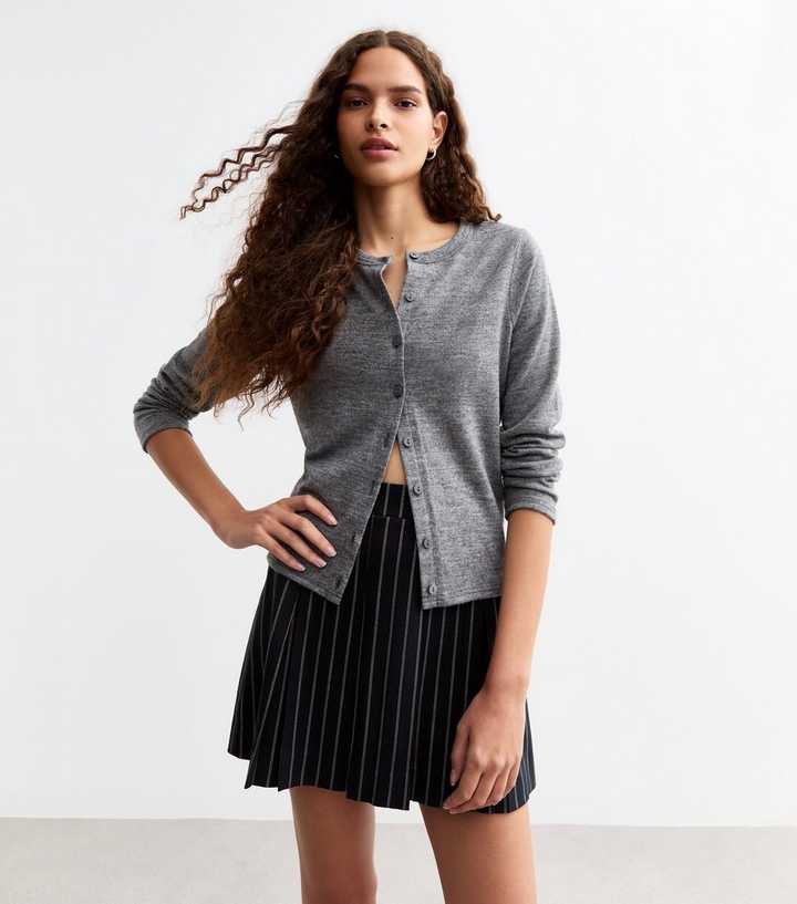 Blue Pinstripe Box Pleat Micro Mini Skirt 