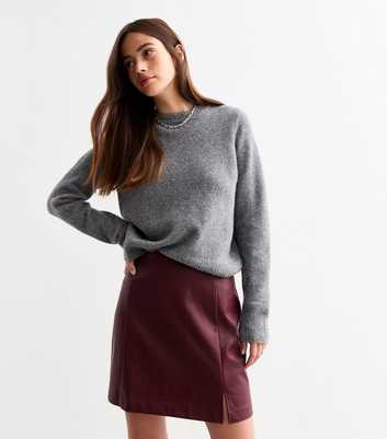 Burgundy Faux Leather Mini Skirt