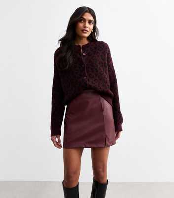 Burgundy Faux Leather Mini Skirt