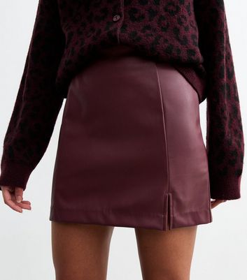 Faux leather skirt burgundy best sale