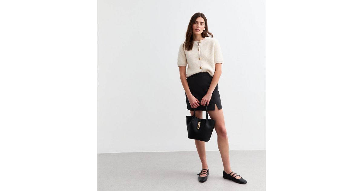 Black Bouclé Sequin Mini Skirt | New Look