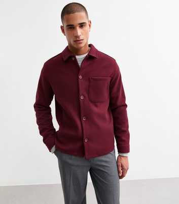 Dark Red Regular Brushed Patch Pocket Overshirt