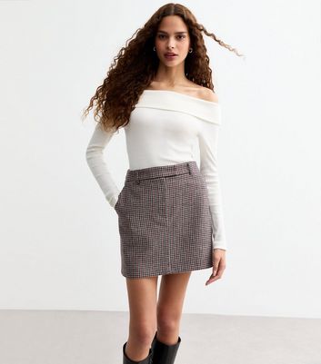 Plaid houndstooth mini skirt best sale