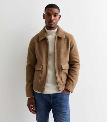 Tan Regular Bouclé Zip Jacket