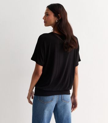 Gini London Black Short Sleeve Oversized Top New Look