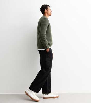 Black Relaxed Cotton Cargo Trousers