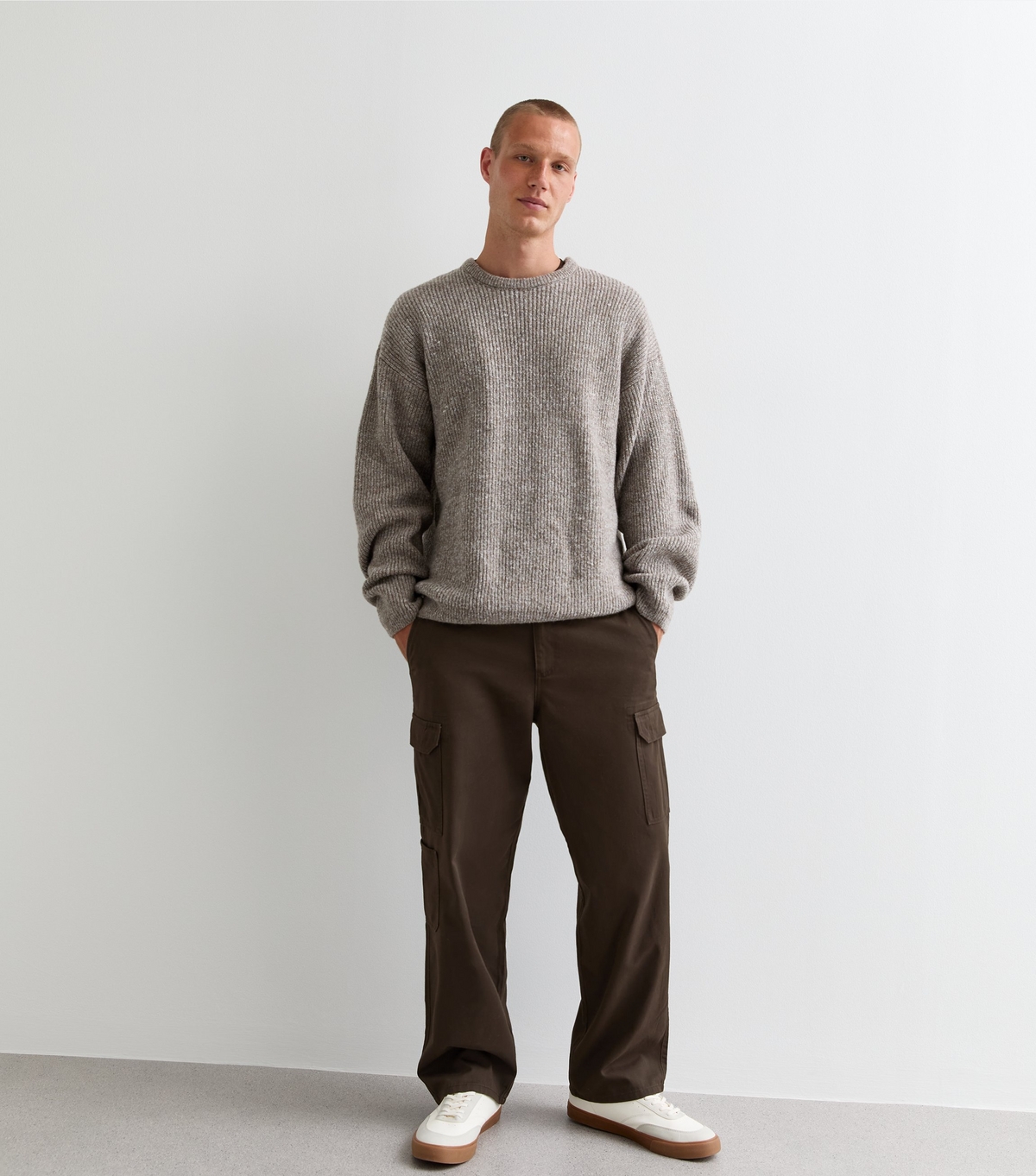 Men's Brown Relaxed Cotton Cargo Trousers New Look