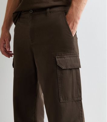 Men's Brown Relaxed Cotton Cargo Trousers New Look