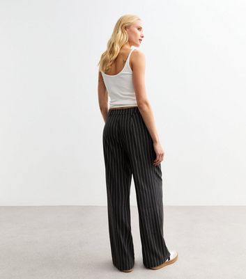 Grey Pinstripe Wide Leg Trousers New Look