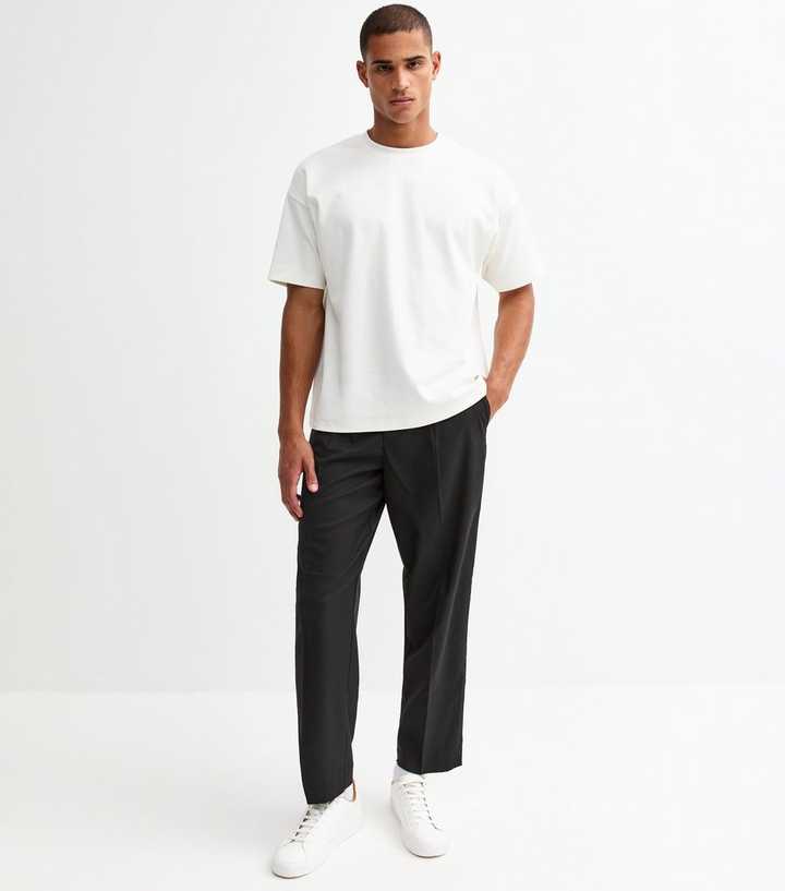 Black Pleated Relaxed Tailored Trousers