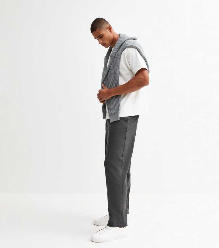 Dark Grey Relaxed Pleated Tailored Trousers