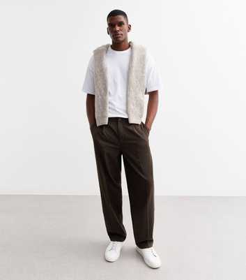 Dark Brown Relaxed Pleated Tailored Trousers