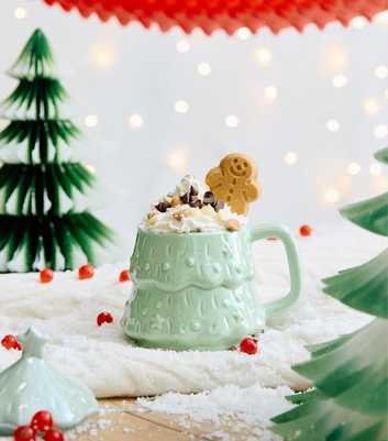 Green Christmas Tree Ceramic Mug With Lid