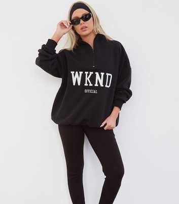 WKNDGIRL Black Logo Half Zip Sweatshirt