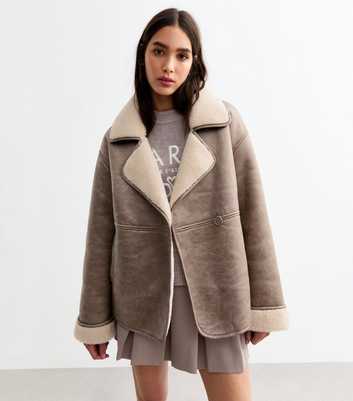 Mink Textured Faux Shearling Jacket 