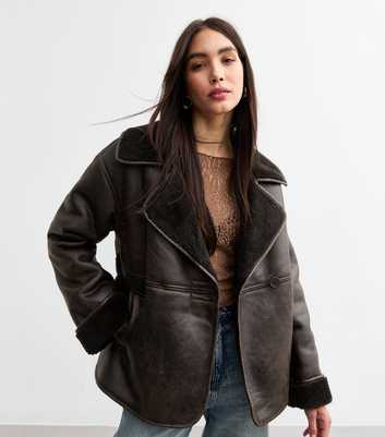 Brown Faux Shearling Jacket 