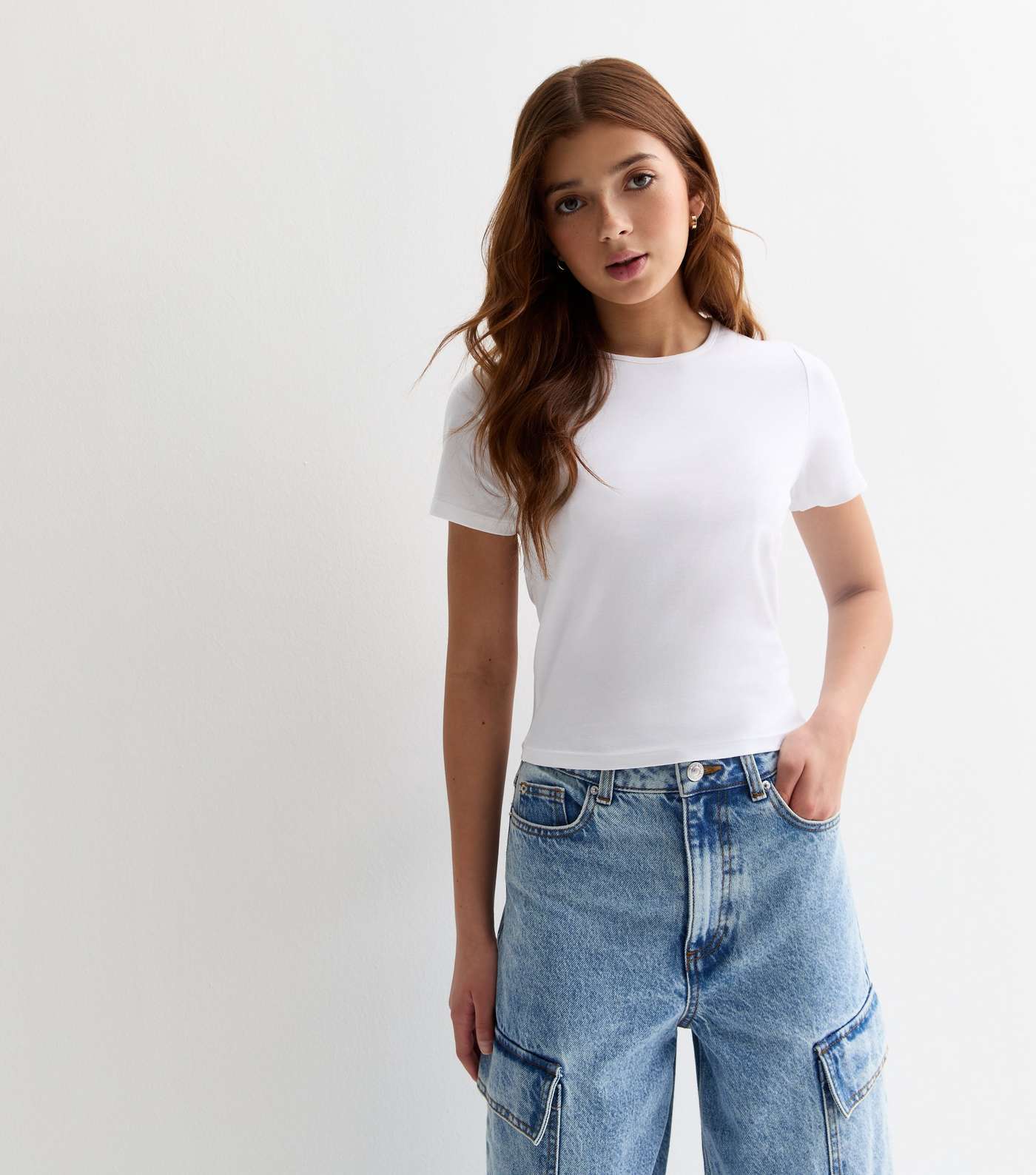 Girls White Crop T-Shirt Image 2