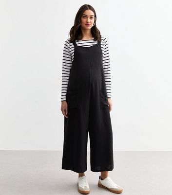 Maternity Black Dungaree Jumpsuit New Look