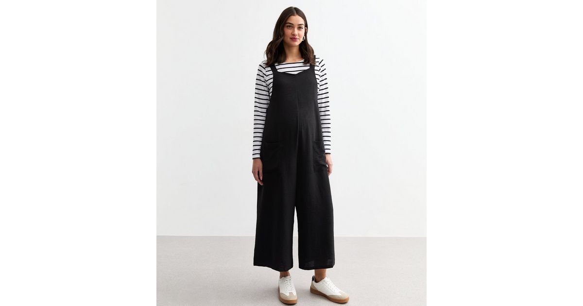 Maternity Black Dungaree Jumpsuit New Look
