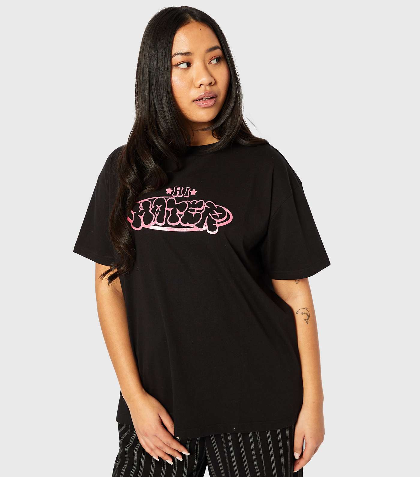 Skinnydip Black Bye Haters Oversized T-Shirt Image 3