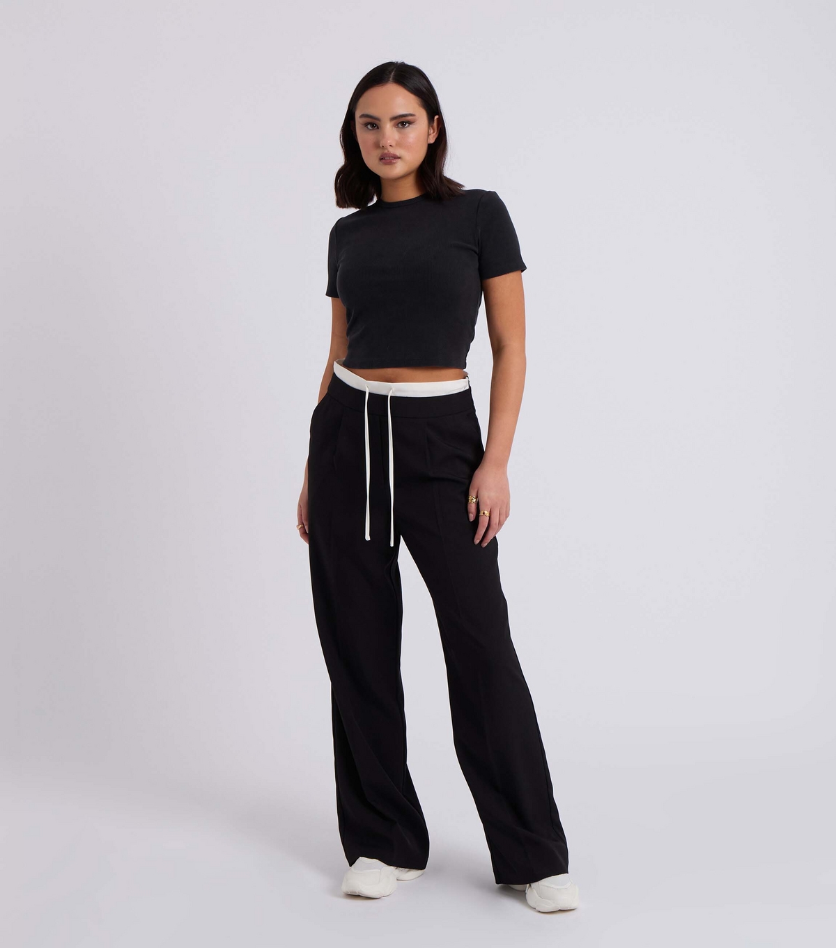 Women's Black Drawstring Wide Leg Trousers Urban Bliss New Look