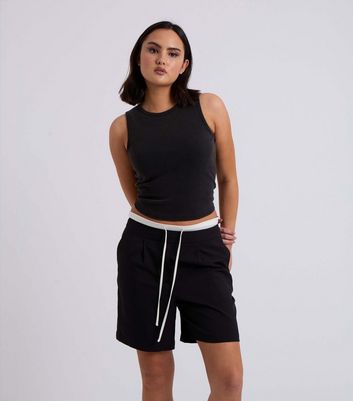 Urban Bliss Black Double Waist Bermuda Shorts New Look