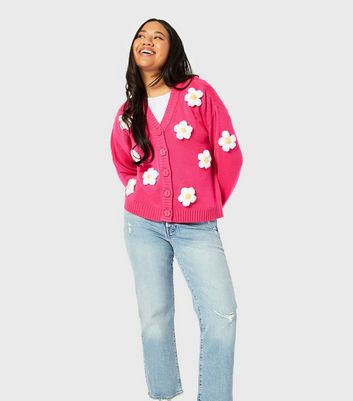 Skinnydip Pink Applique Floral Cardigan New Look