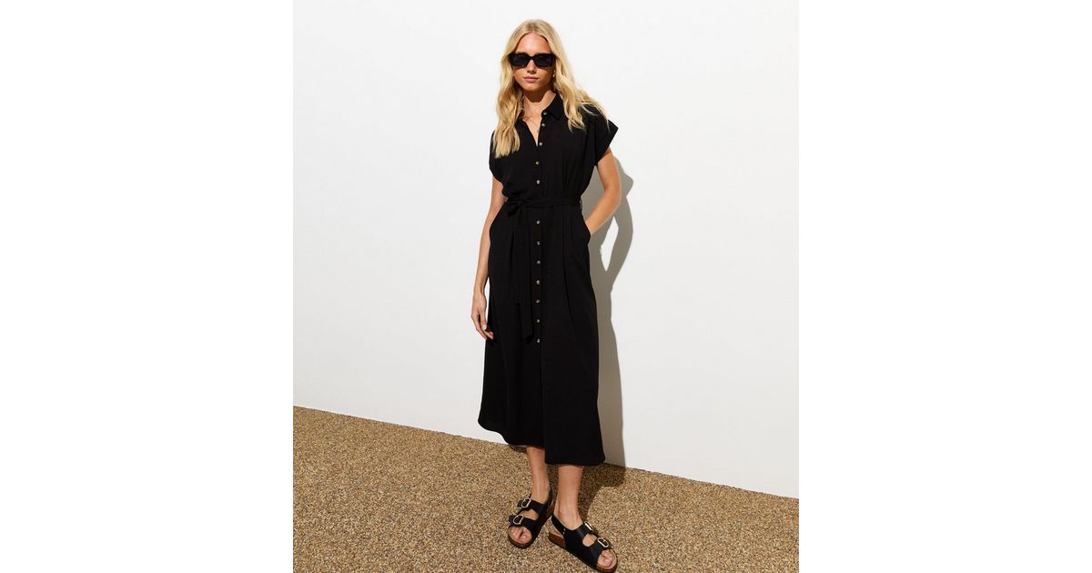 Black Belted long shirt dress 94207 main image 1