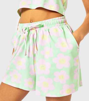 Skinnydip Green Happy Flower Shorts 