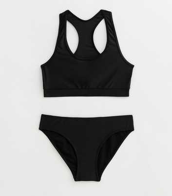 Girls Black Racer Bikini Set 